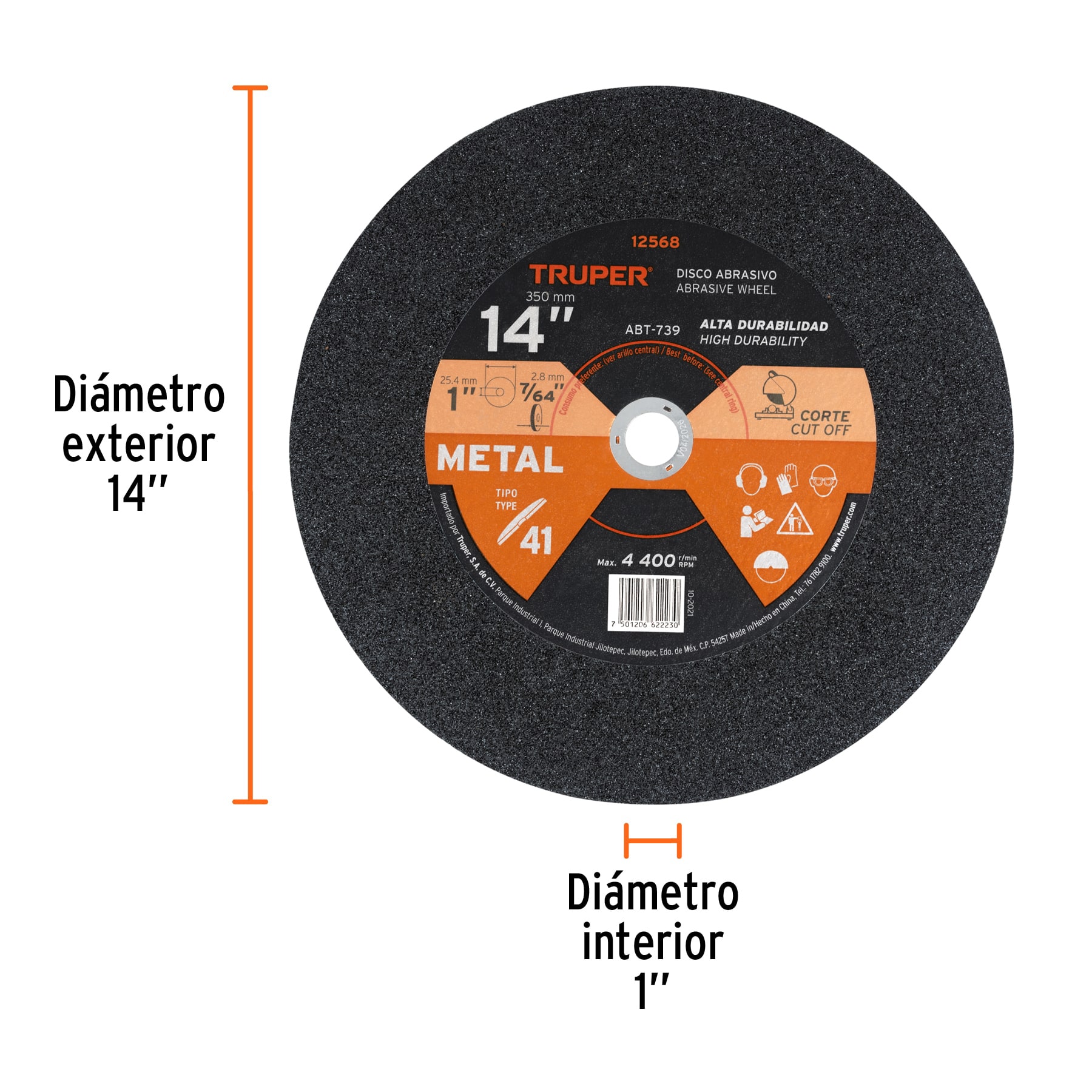 Disco Tipo 41 de 14" x 3.1 mm para corte de metal, TRUPER - Image 2
