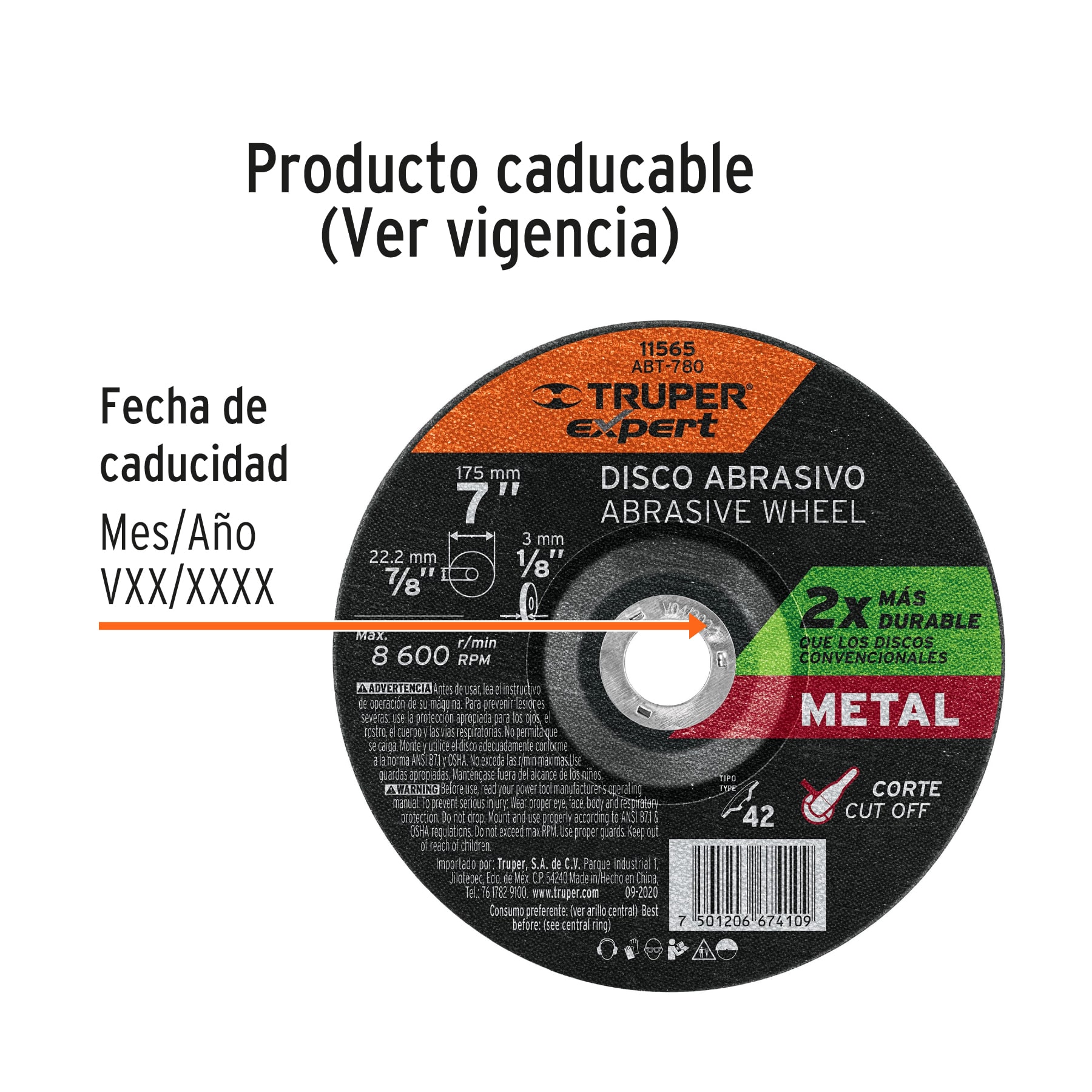 Disco Tipo 42 de 7" x 3.2 mm corte metal, TRUPER EXPERT - Image 3