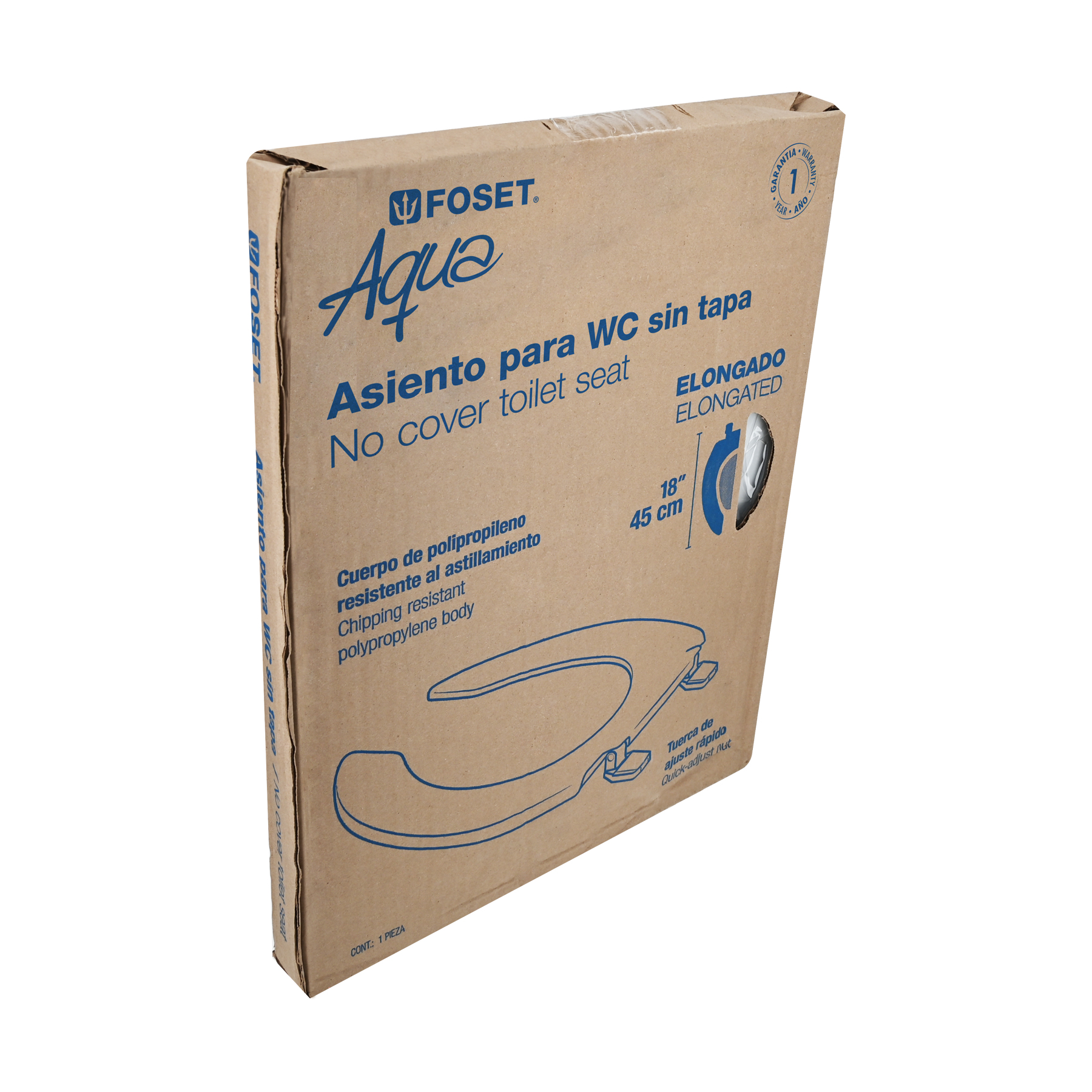 Asiento alargado sin tapa para taza fluxómetro, blanco,FOSET - Image 4