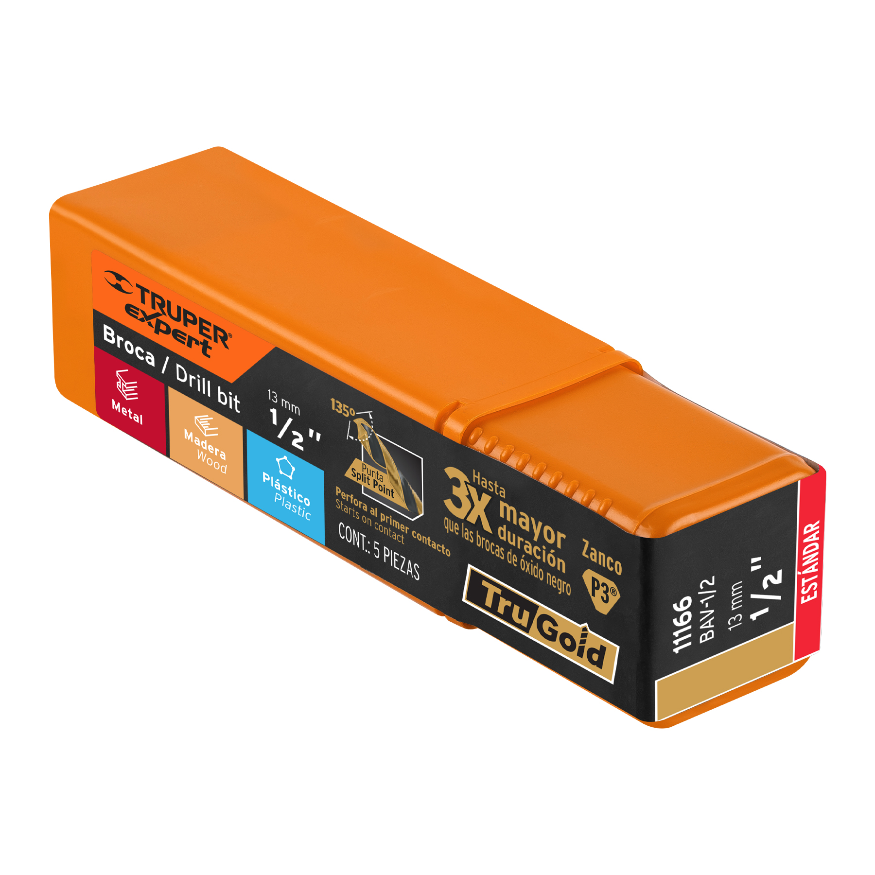 Broca HSS 1/2" Trugold para metal, TRUPER EXPERT - Image 2