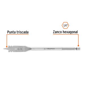 Alternative view of Broca plana de manita 1/2" para madera, TRUPER