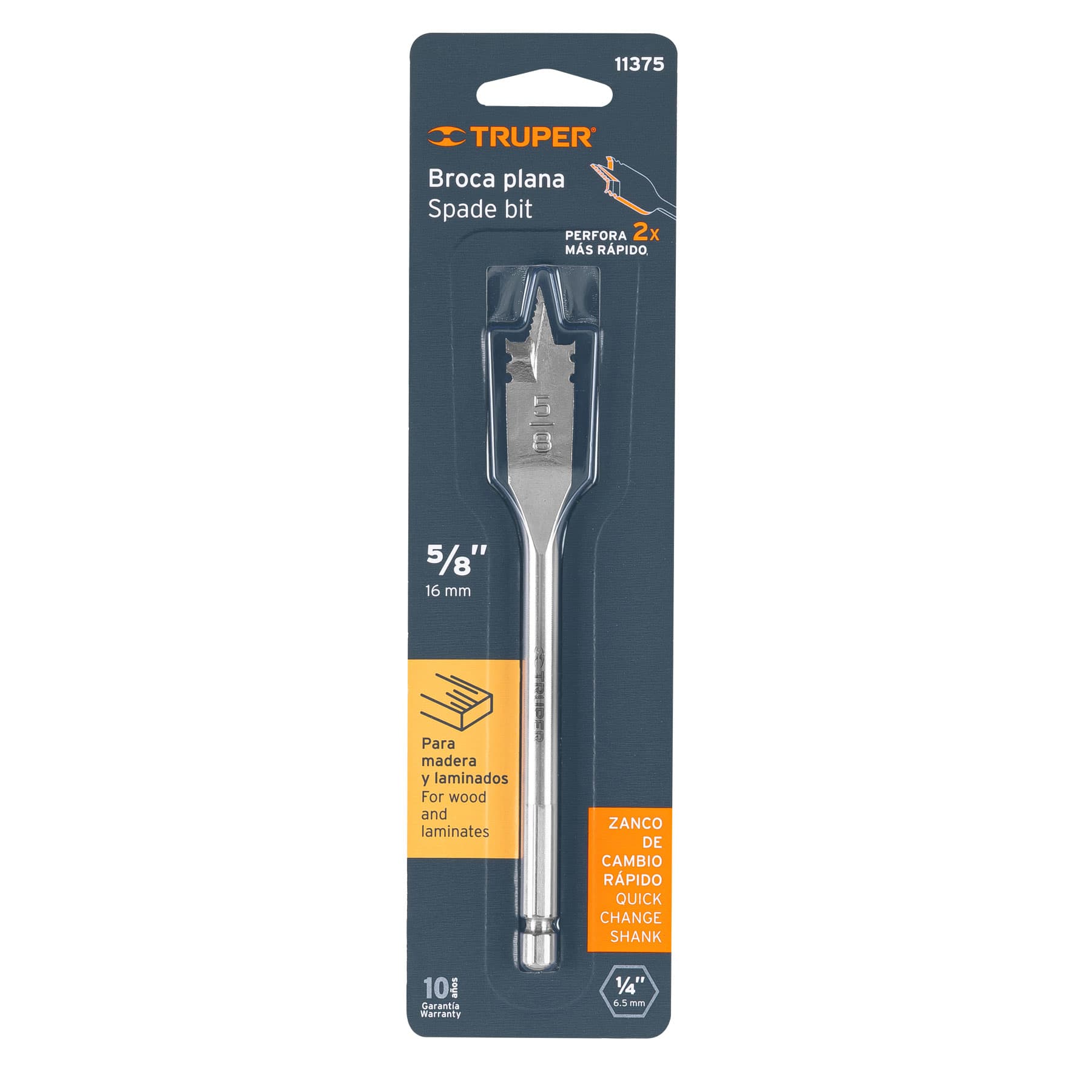 Broca plana de manita 5/8" para madera, TRUPER (6 Brocas) - Image 4