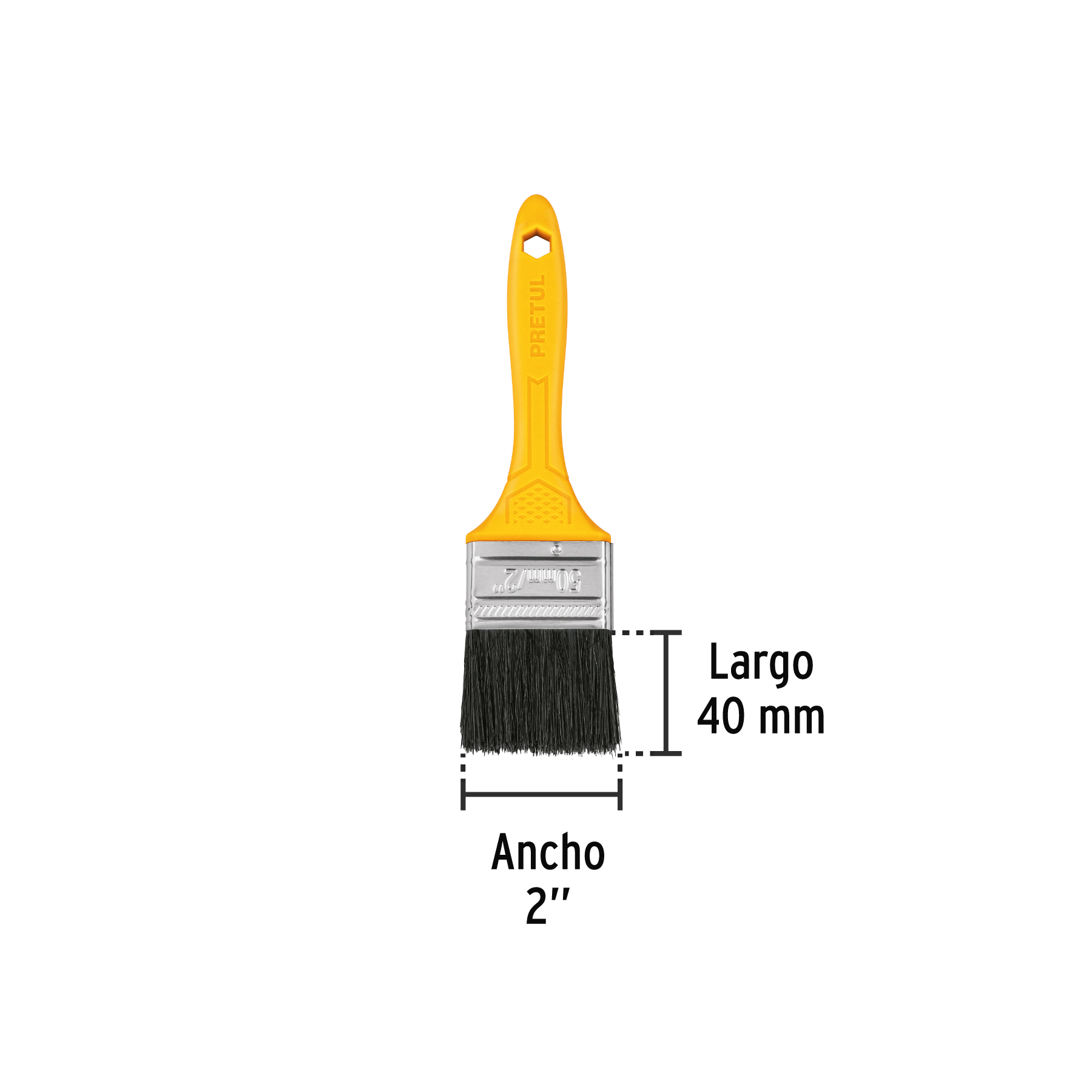 Brocha uso general de 2" con mango de plástico, PRETUL - Image 3