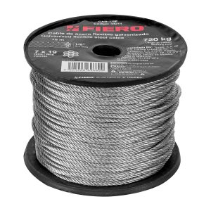 Metro de cable flexible 1/8" de acero 7x19 hilos, 75 m