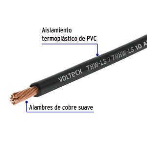 Alternative view of Rollo de 100 m de cable THHW-LS 10 AWG negro, VOLTECK