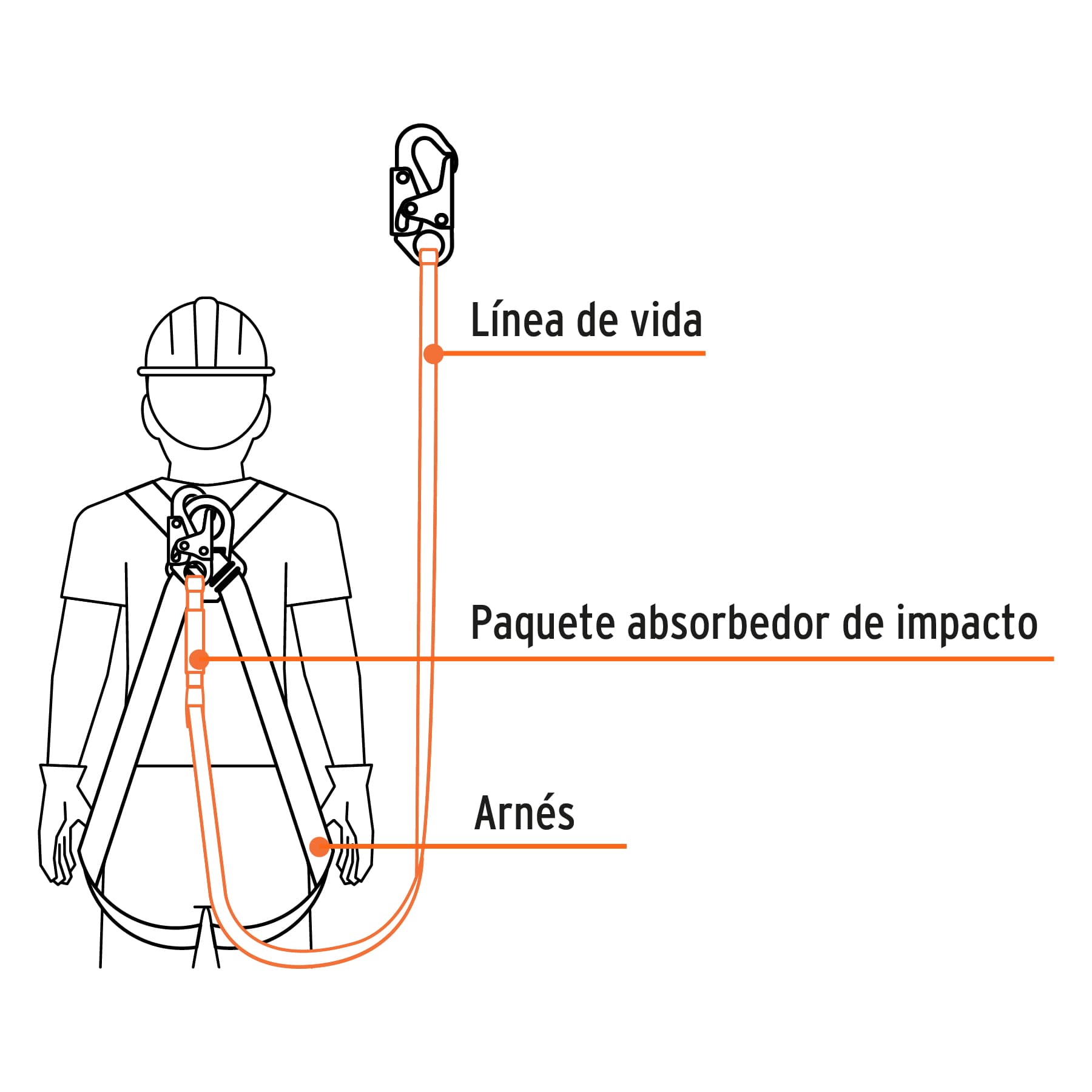 Línea de vida 1.8 m cinta poliéster con absorbedor impacto - Image 3