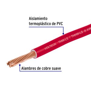 Alternative view of Rollo de 100 m de cable THHW-LS 8 AWG rojo, VOLTECK