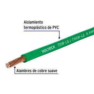 Alternative view of Rollo de 100 m de cable THHW-LS 8 AWG verde, VOLTECK