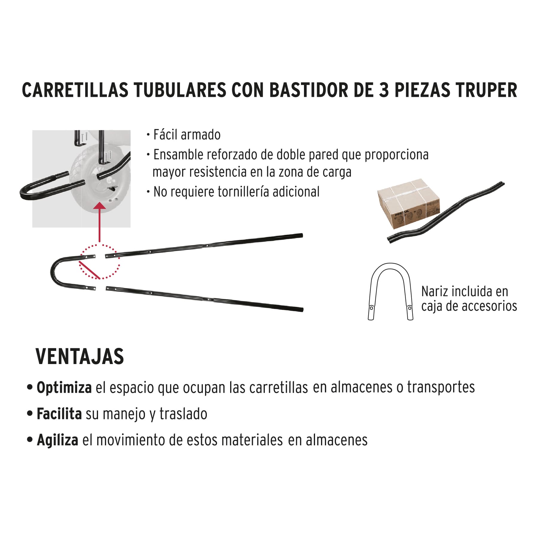 Carretilla 8 ft3 Neumática, bastidor tubular, TRUPER - Image 6