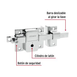 Alternative view of Cerradura de barra fija, llave tetra, derecha, HERMEX
