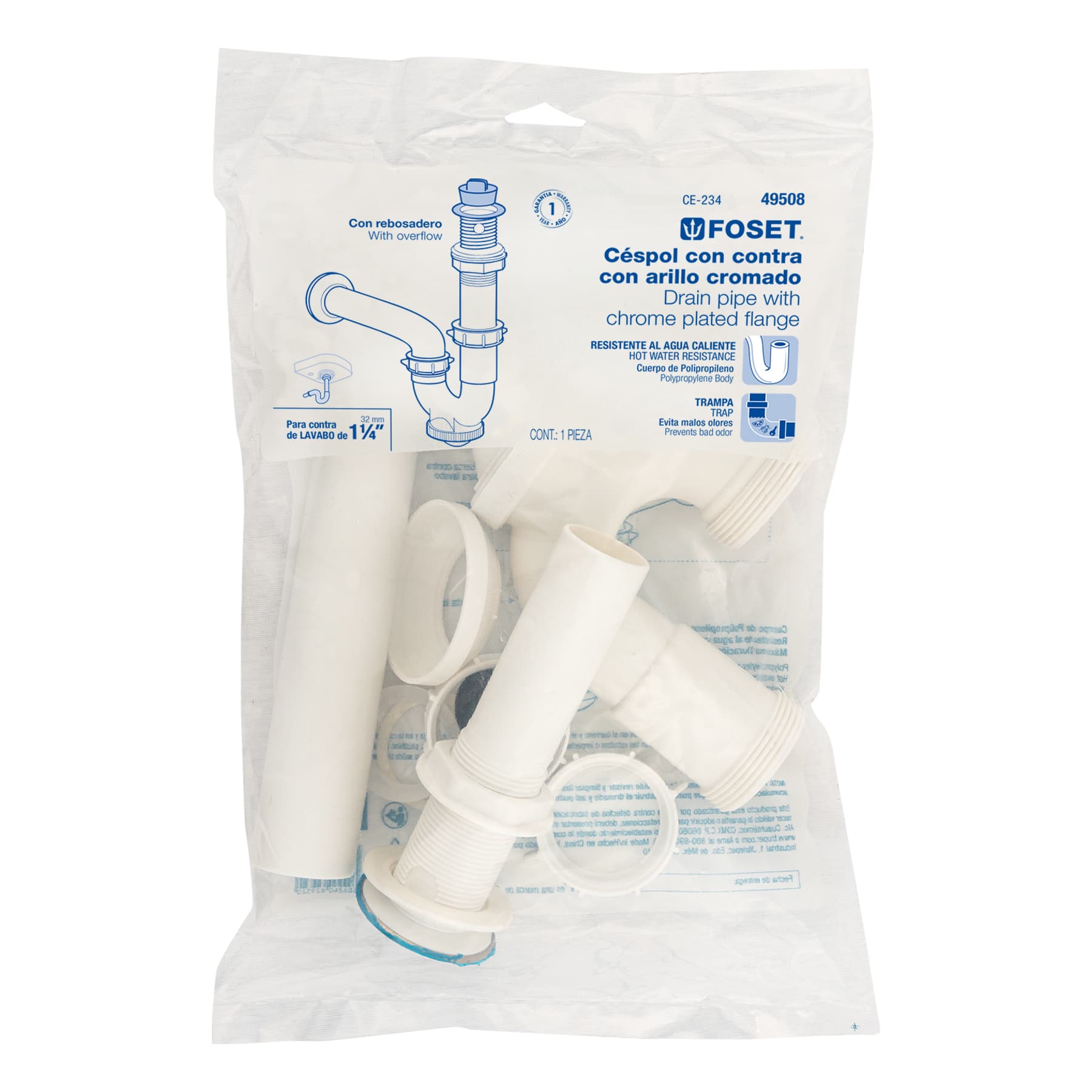 Céspol rígido de ABS con contra, para lavabo, FOSET - Image 4