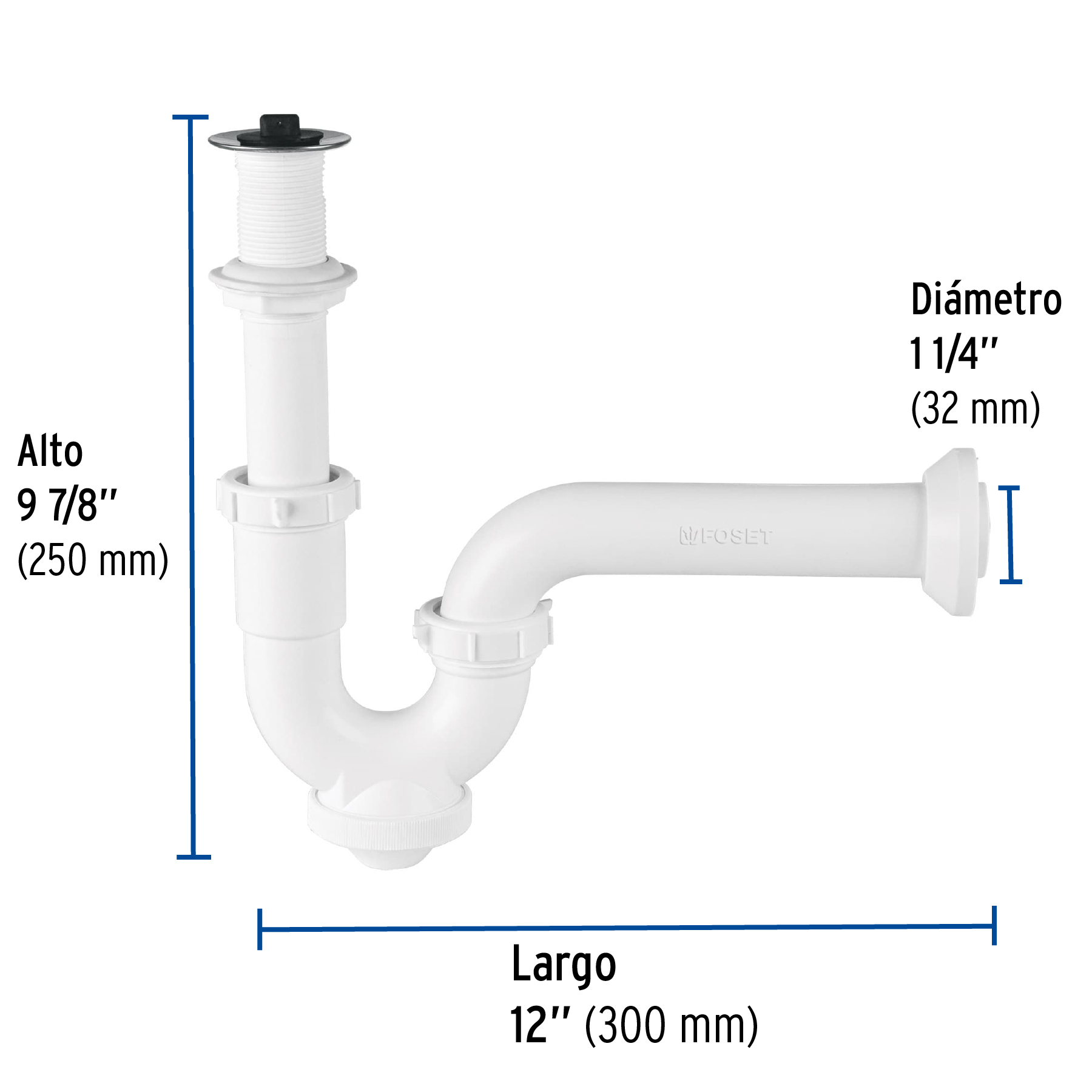 Céspol rígido de ABS con contra, para lavabo, FOSET - Image 3