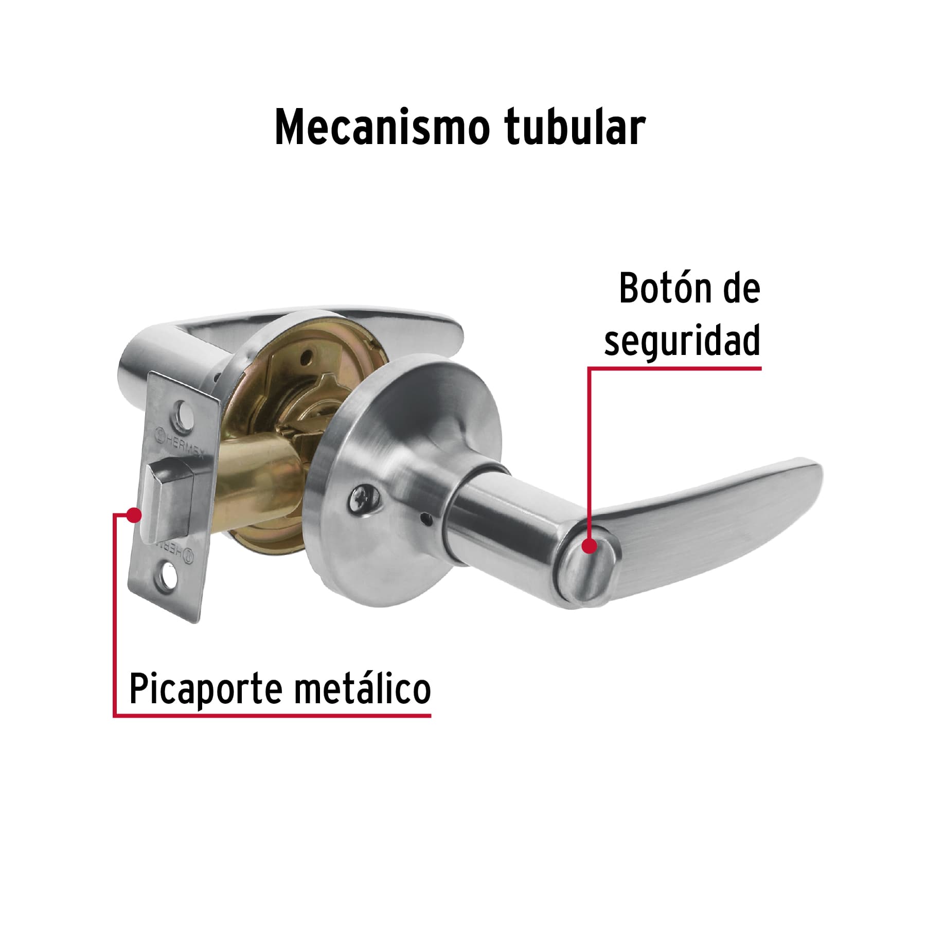 Cerradura manija "Turín" p/baño cromo mate, cil latón - Image 3