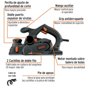 Alternative view of Cepillo eléctrico 4-1/2", 950W, TRUPER INDUSTRIAL