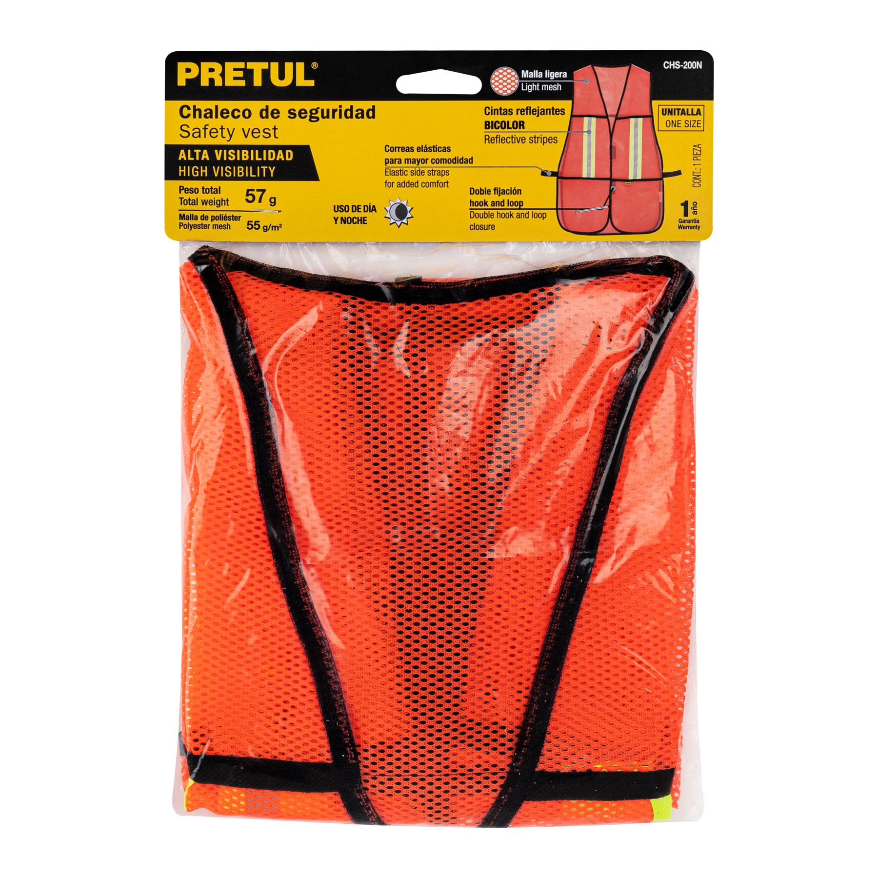 Chaleco de seguridad con cintas reflejantes, naranja, PRETUL - Image 3