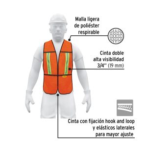 Alternative view of Chaleco de seguridad con cintas reflejantes, naranja, PRETUL