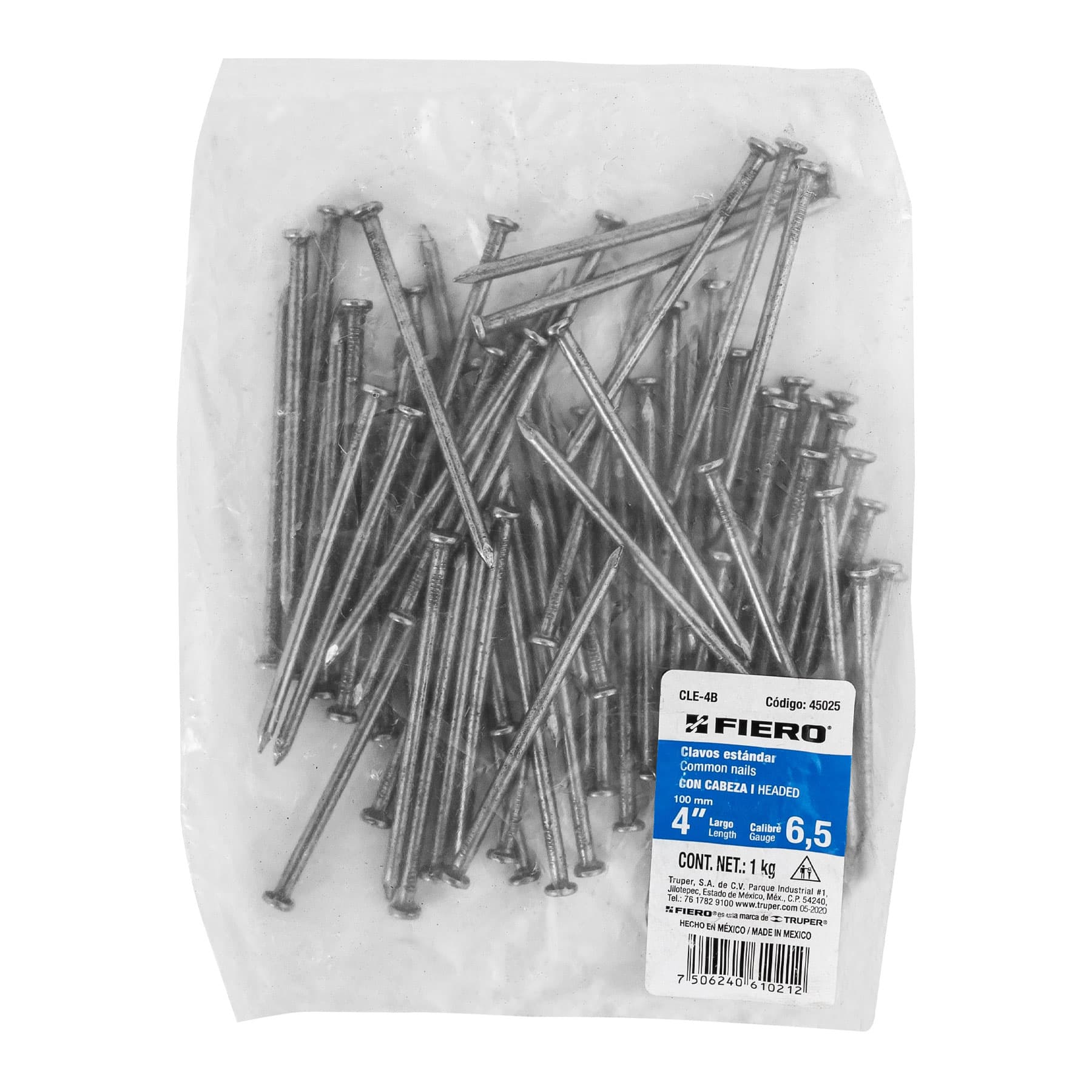 Bolsa con 1 kg de clavo estándar 4" con cabeza, FIERO - Image 3