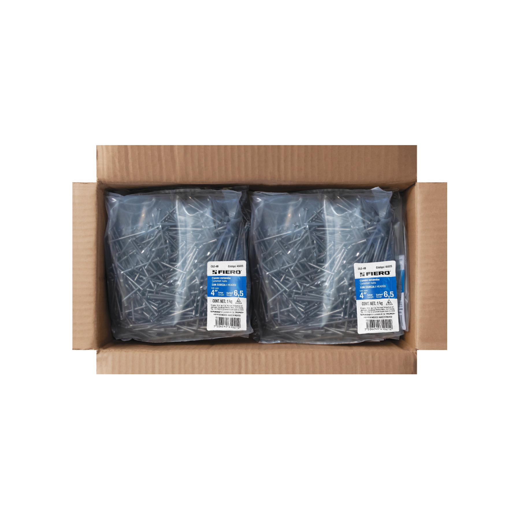 Bolsa con 1 kg de clavo estándar 4" con cabeza, FIERO - Image 4