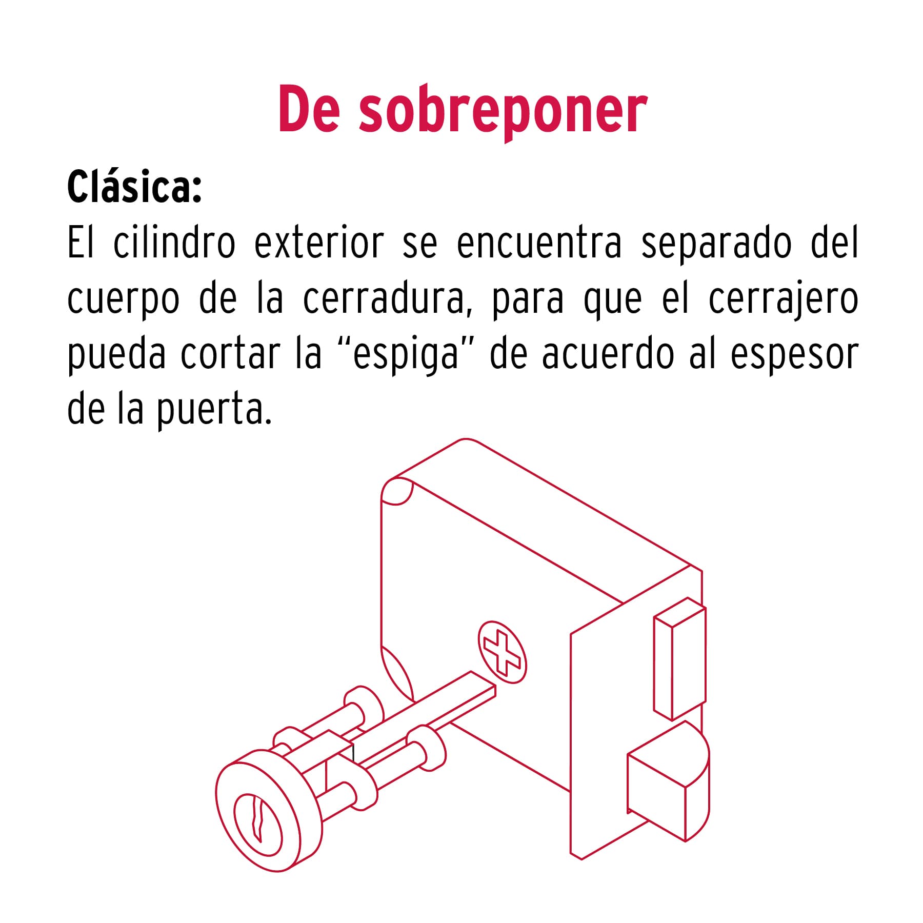Cerradura sobreponer izq clásica, llave tradicional, caja - Image 4