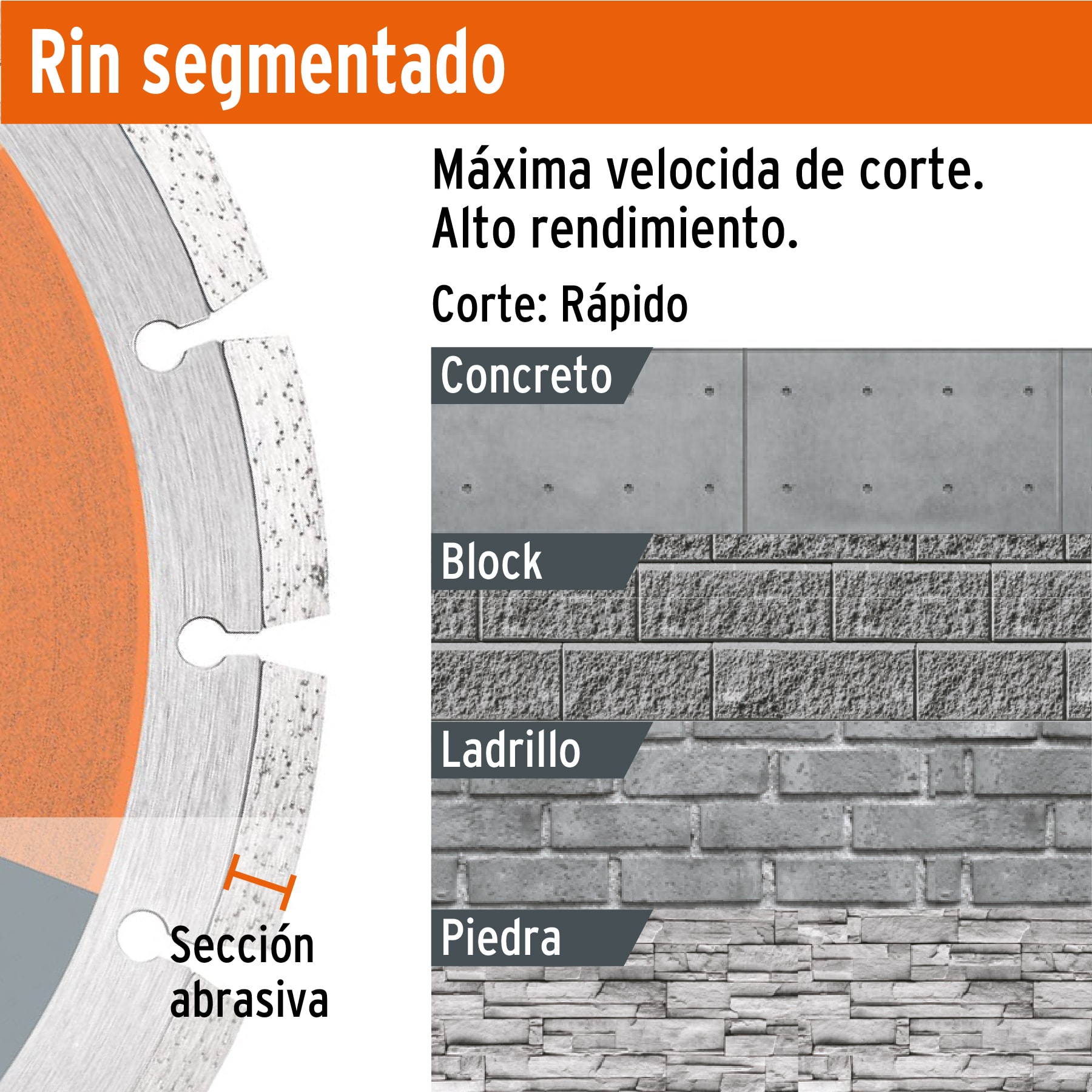 Disco de diamante de 4-1/2" x 2.1 mm, rin segmentado, TRUPER - Image 2