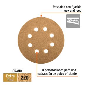 Alternative view of Paquete con 5 discos de lija 5" grano 220, 8 perforaciones (5 Paquetes)