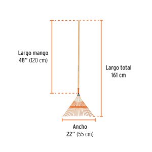Alternative view of Escoba metálica para jardín, recta, 22 dientes, mango 48"