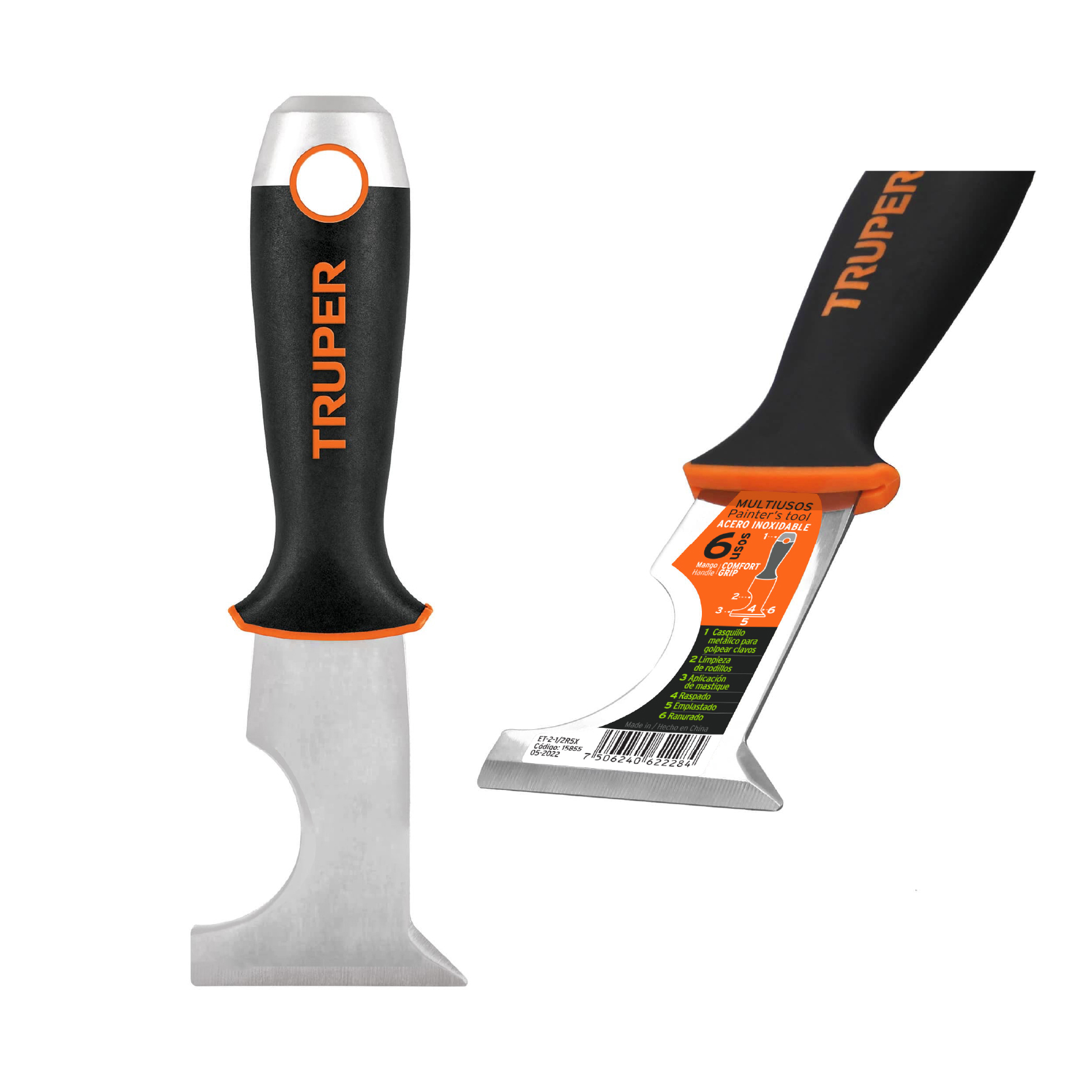 Espátula 2-1/2" de 6 usos, acero inoxidable, Comfort Grip - Image 4