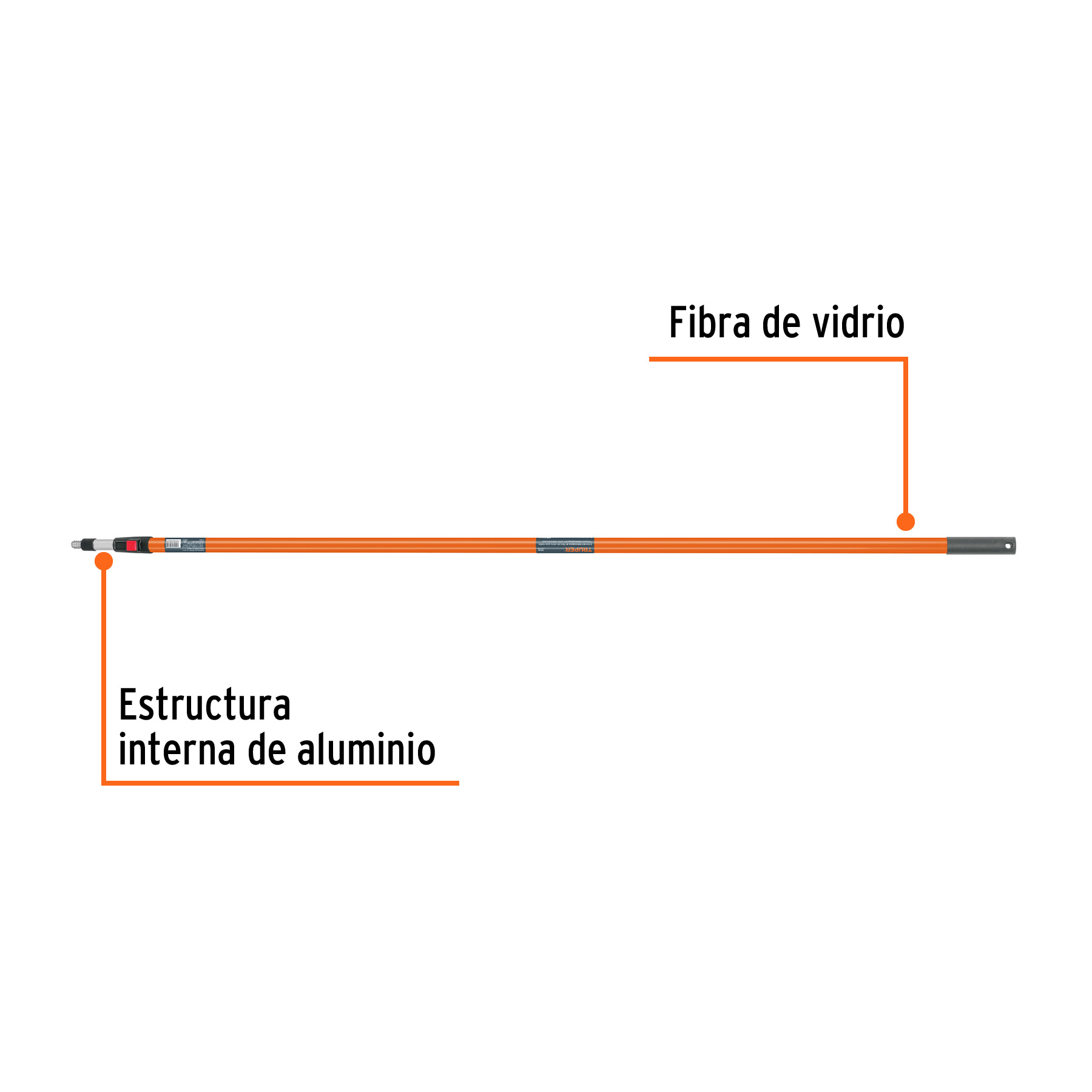 Extensión de fibra de vidrio para rodillo, 3.6 m, TRUPER - Image 2
