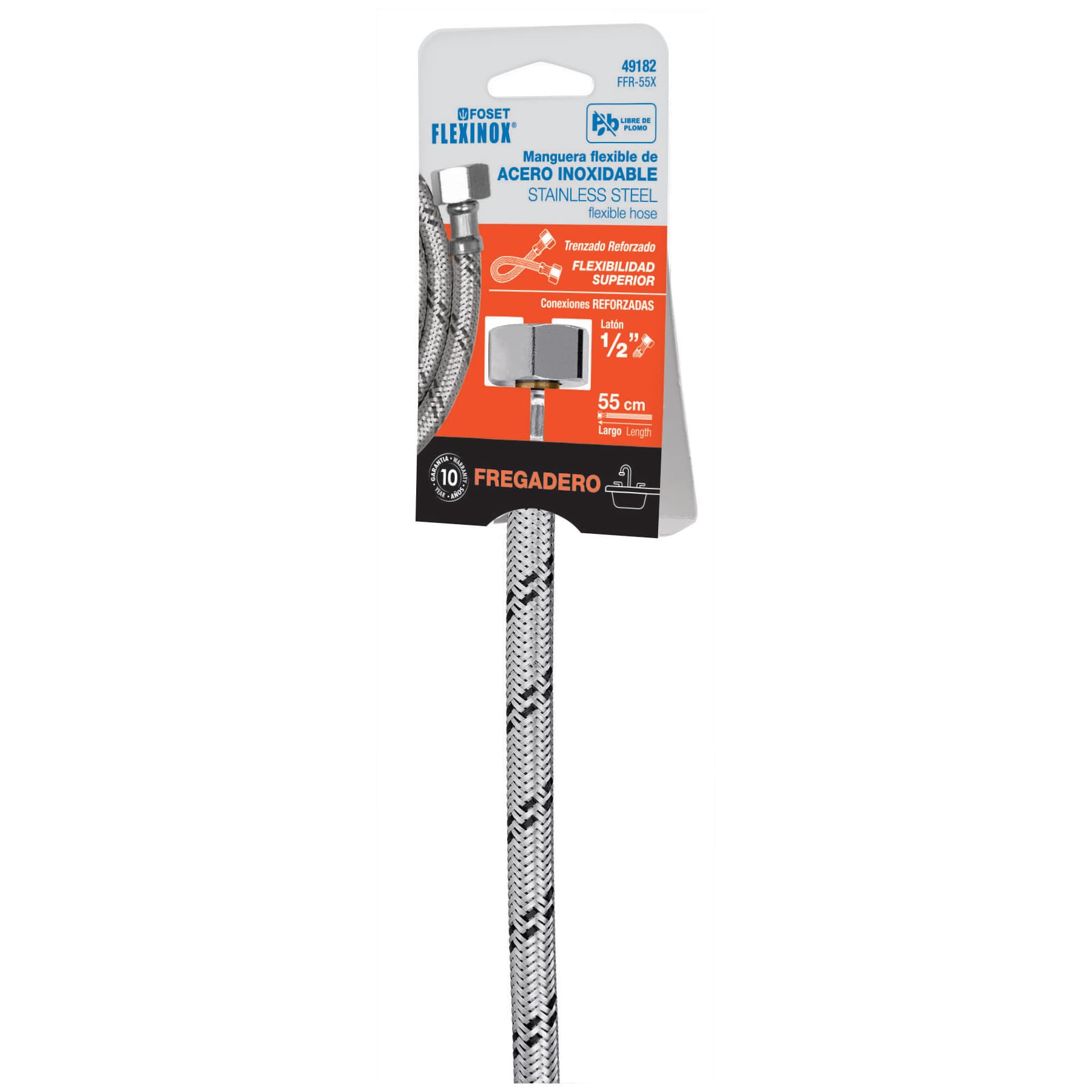 Manguera lavabo/fregadero, acero inox, 1/2" x 1/2", 55 cm - Image 4
