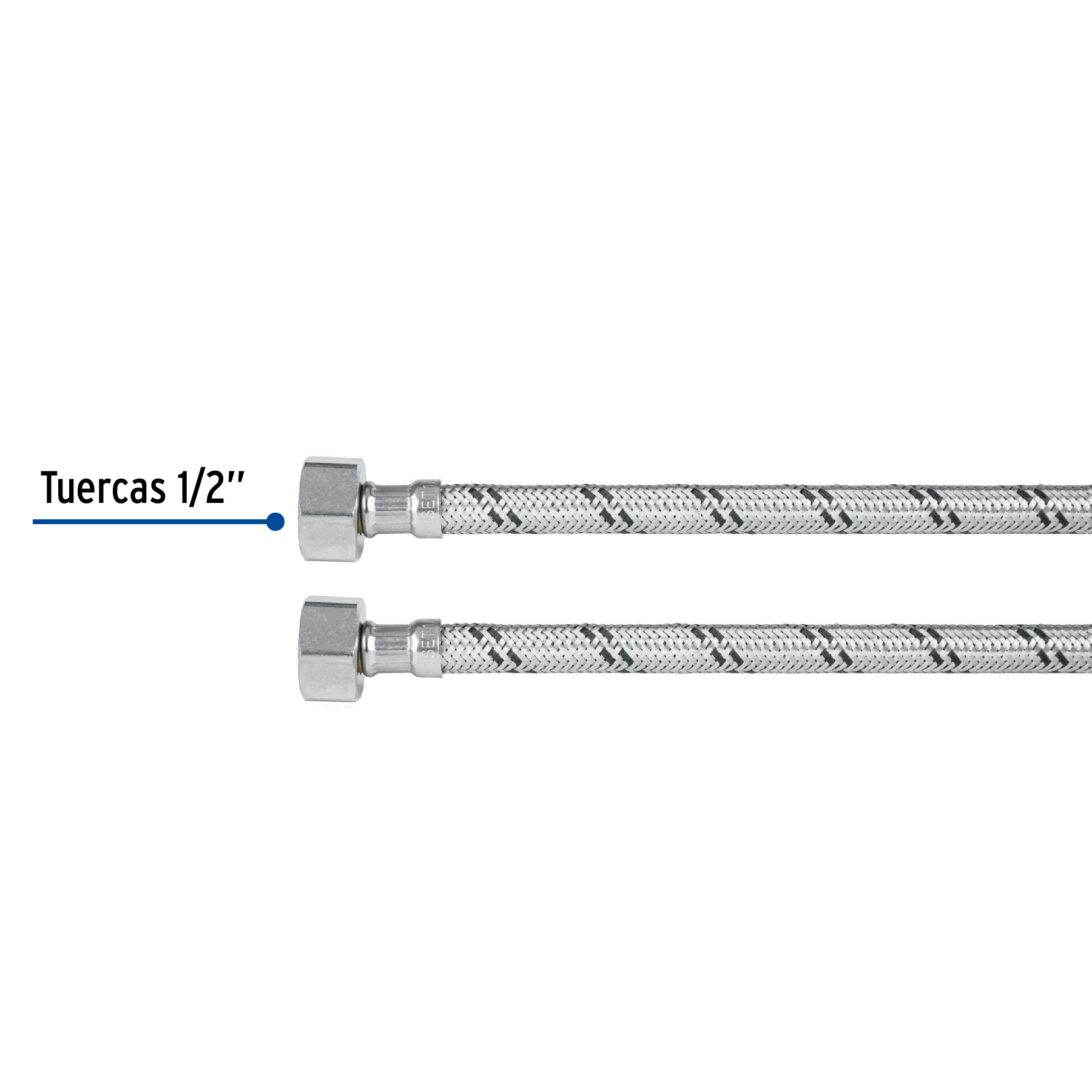 Manguera lavabo/fregadero, acero inox, 1/2" x 1/2", 55 cm - Image 3