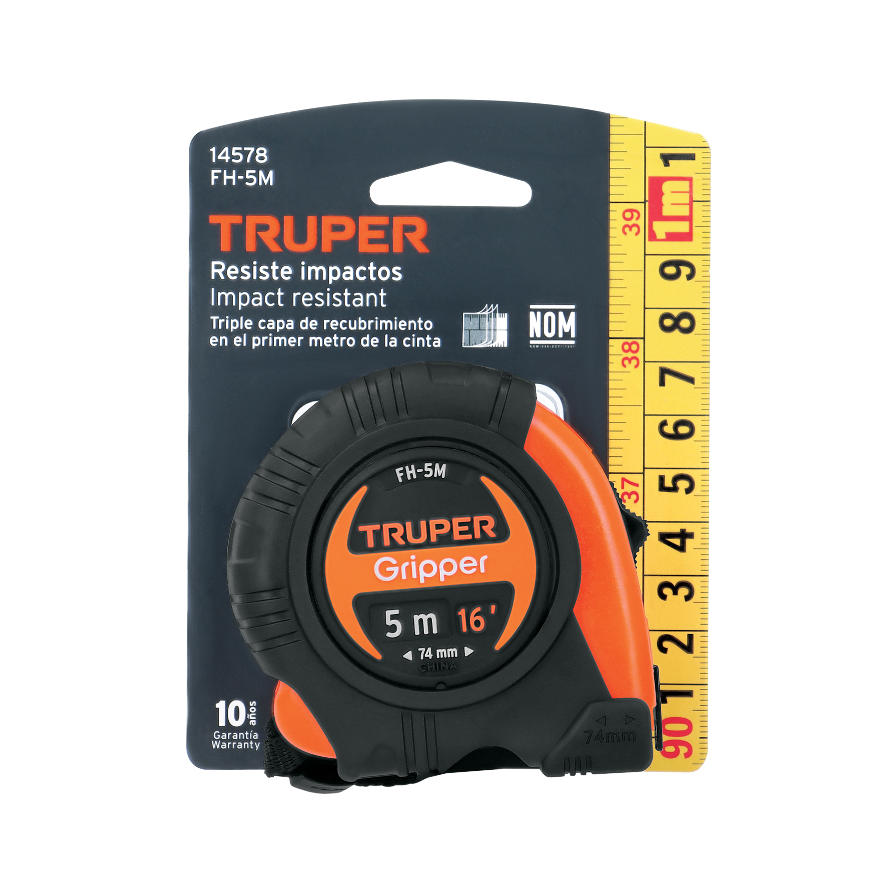 Flexómetro Gripper contra impactos 5 m cinta 19 mm, TRUPER - Image 5
