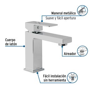 Alternative view of Monomando corto para lavabo, cromo, FOSET KUBO