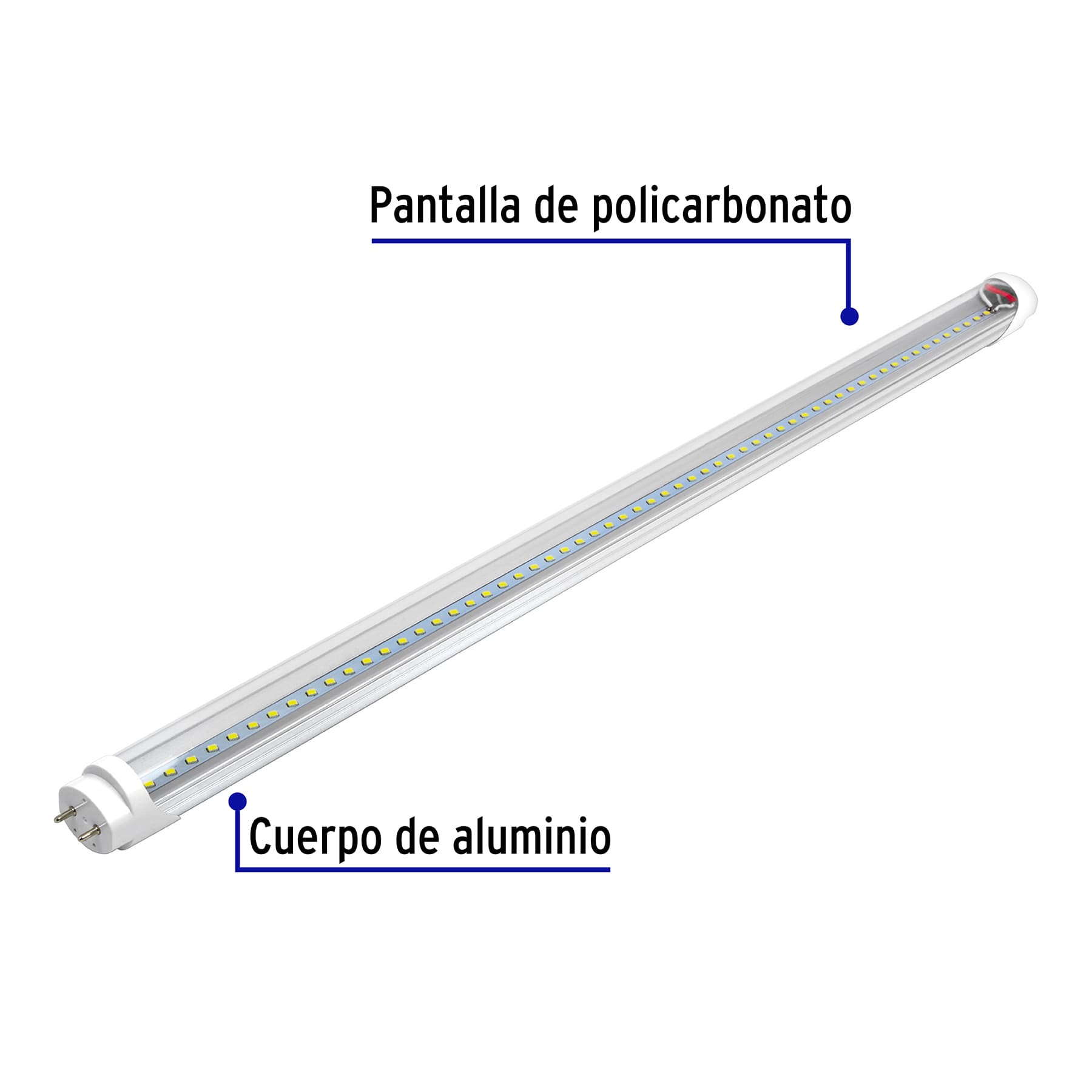 Tubo LED T8 18W G13 6500K blanca fría, transparente, VOLTECK - Image 2