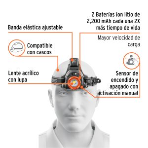 Alternative view of Linterna de minero LED 300 lm, recargable, TRUPER EXPERT
