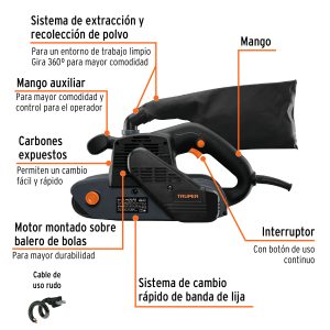 Alternative view of Lijadora de banda 4 x 24", 1200W, TRUPER INDUSTRIAL