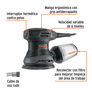 Alternative view of Lijadora roto orbital 5", 260W, TRUPER INDUSTRIAL