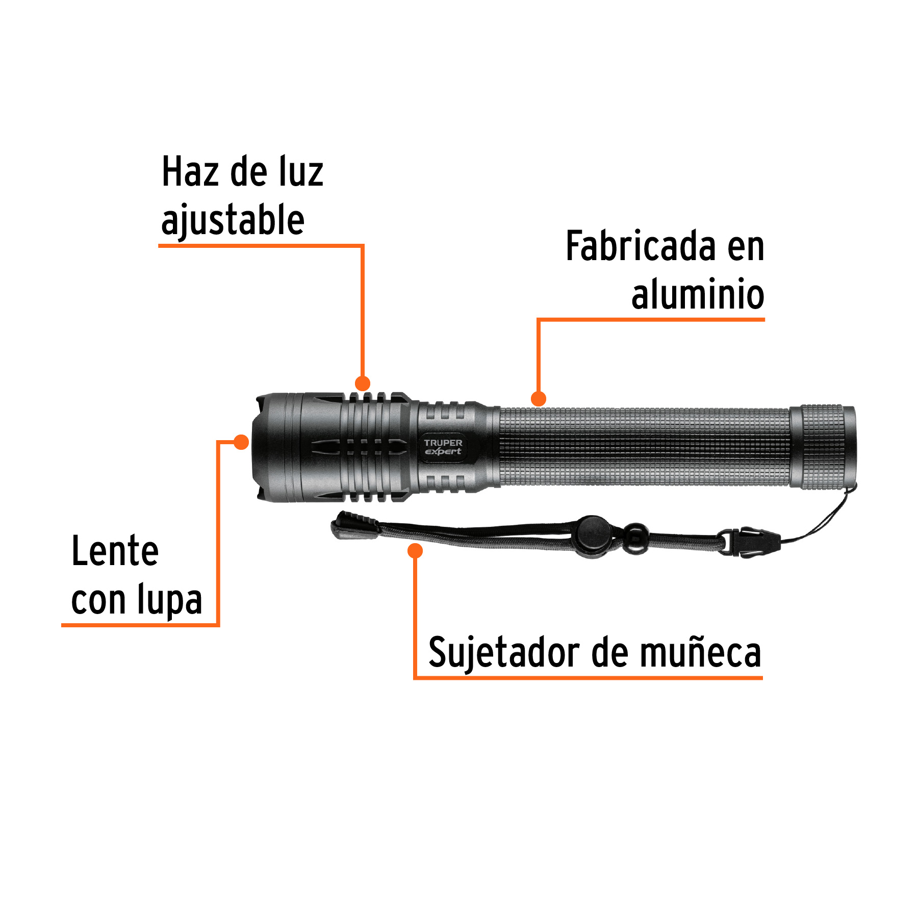 Linterna LED recargable, de aluminio,2,000 lm, TRUPER EXPERT (2 PIEZAS) - Image 2