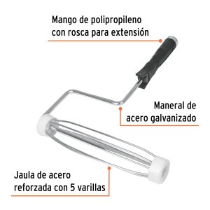 Alternative view of Maneral de 9", reforzado, con jaula para rodillo, TRUPER (6 piezas)