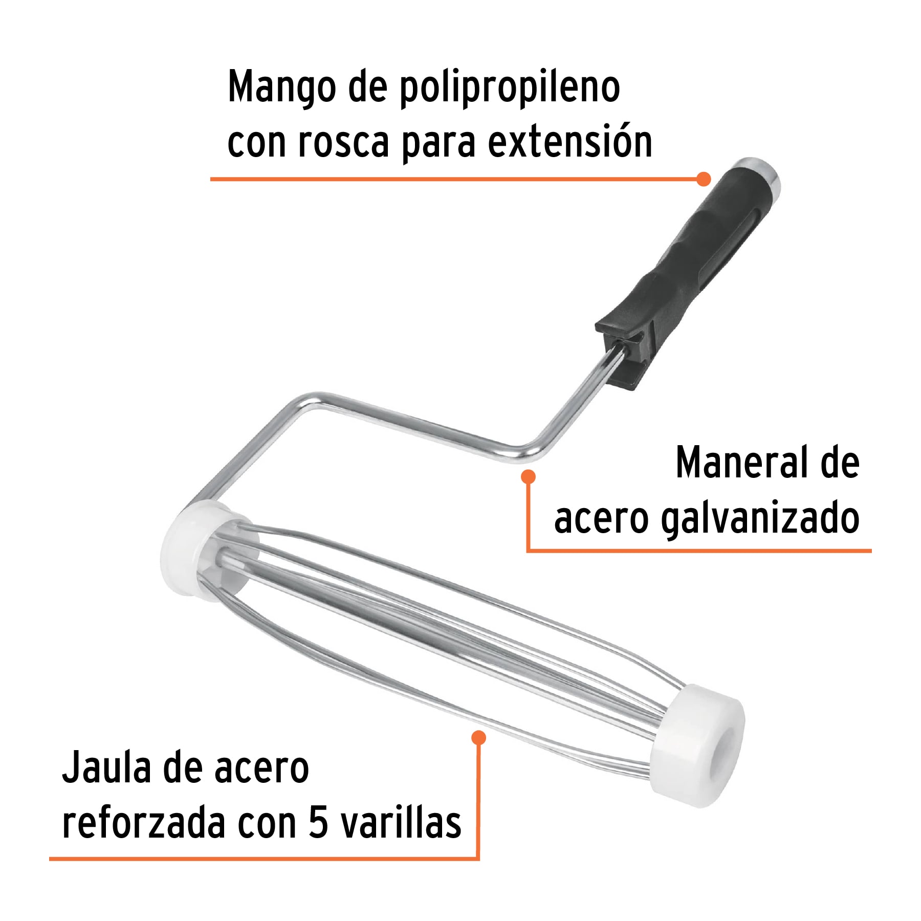Maneral de 9", reforzado, con jaula para rodillo, TRUPER (6 piezas) - Image 2