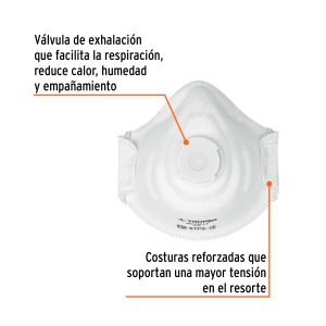 Alternative view of Respirador N95 con válvula para polvos y partículas, TRUPER