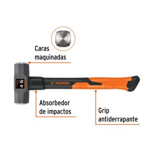 Alternative view of Marro octagonal 4 lb, mango de fibra de vidrio 14", TRUPER