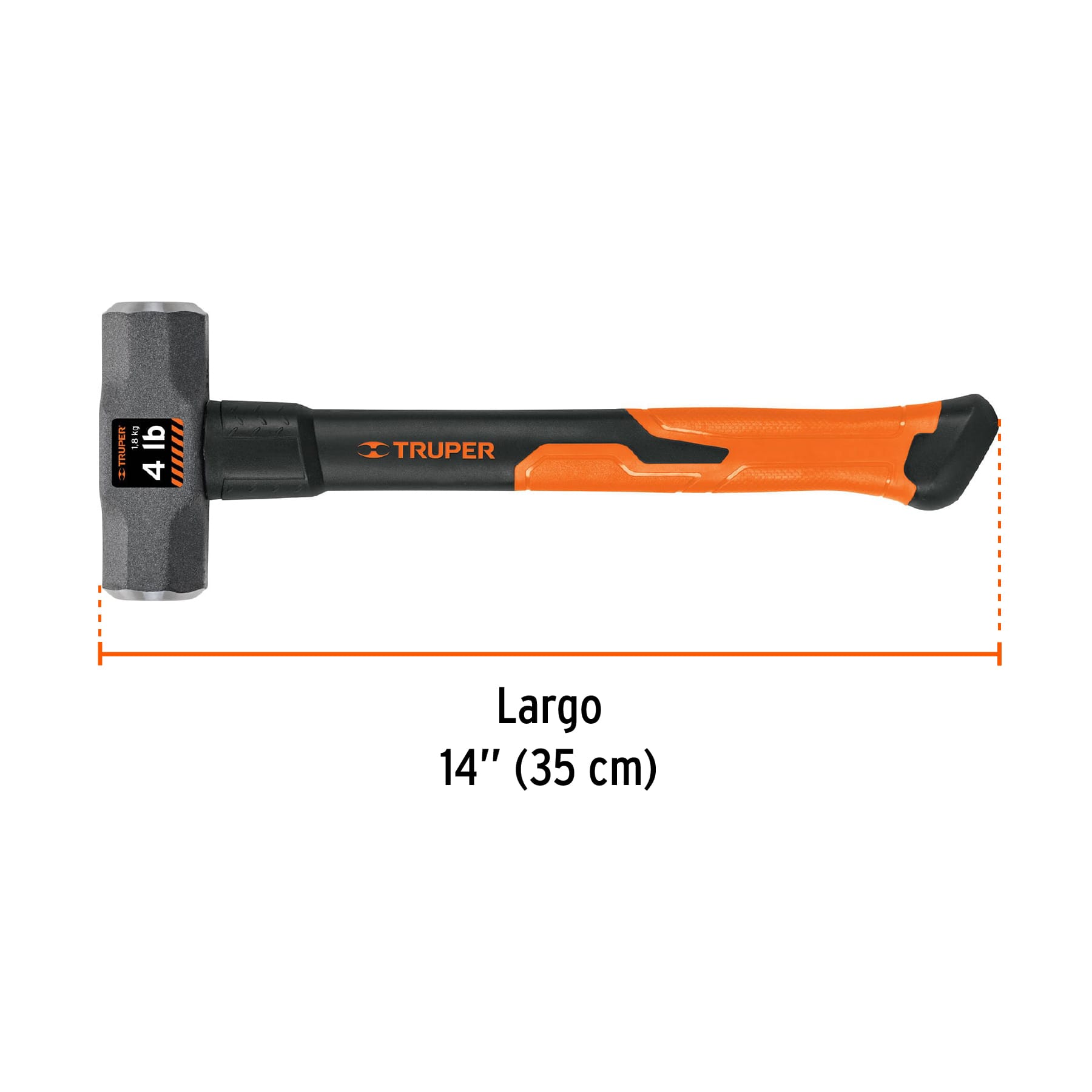 Marro octagonal 4 lb, mango de fibra de vidrio 14", TRUPER - Image 3