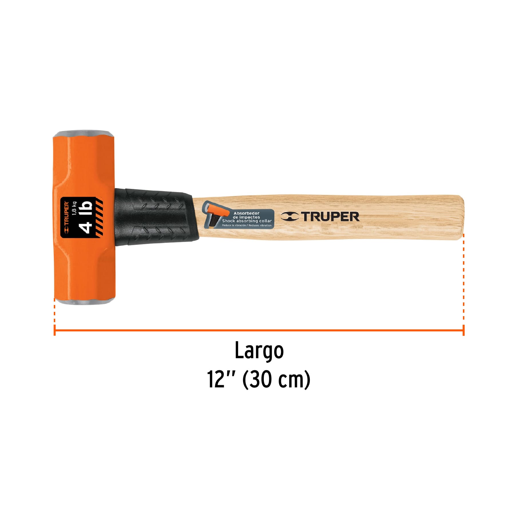 Marro octagonal 4 lb, mango de madera 12", TRUPER - Image 3