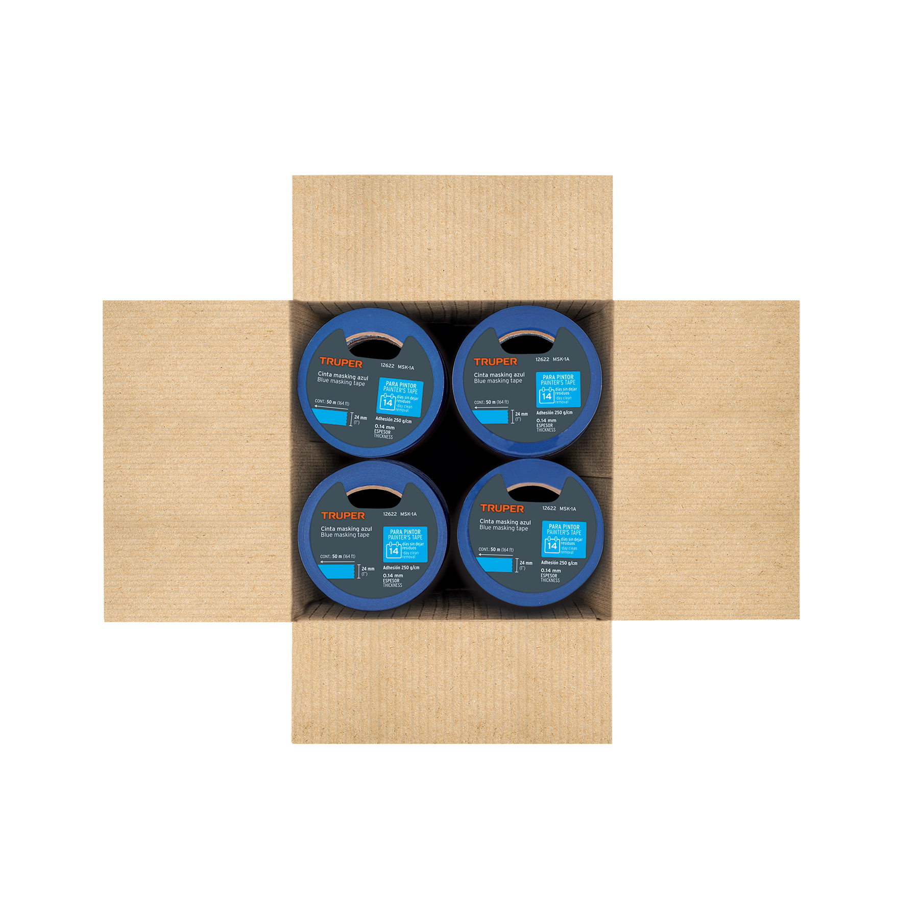 Cinta masking tape azul de 1" x 50 m para pintor, TRUPER - Image 2