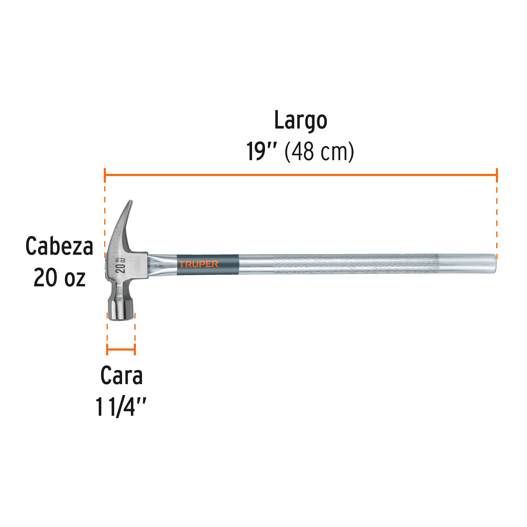 Martillo tubular pulido 20 oz alojamiento imantado uña recta - Image 3