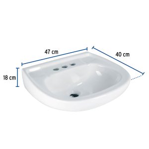 Alternative view of Lavabo de porcelana con rebosadero, blanco, FOSET