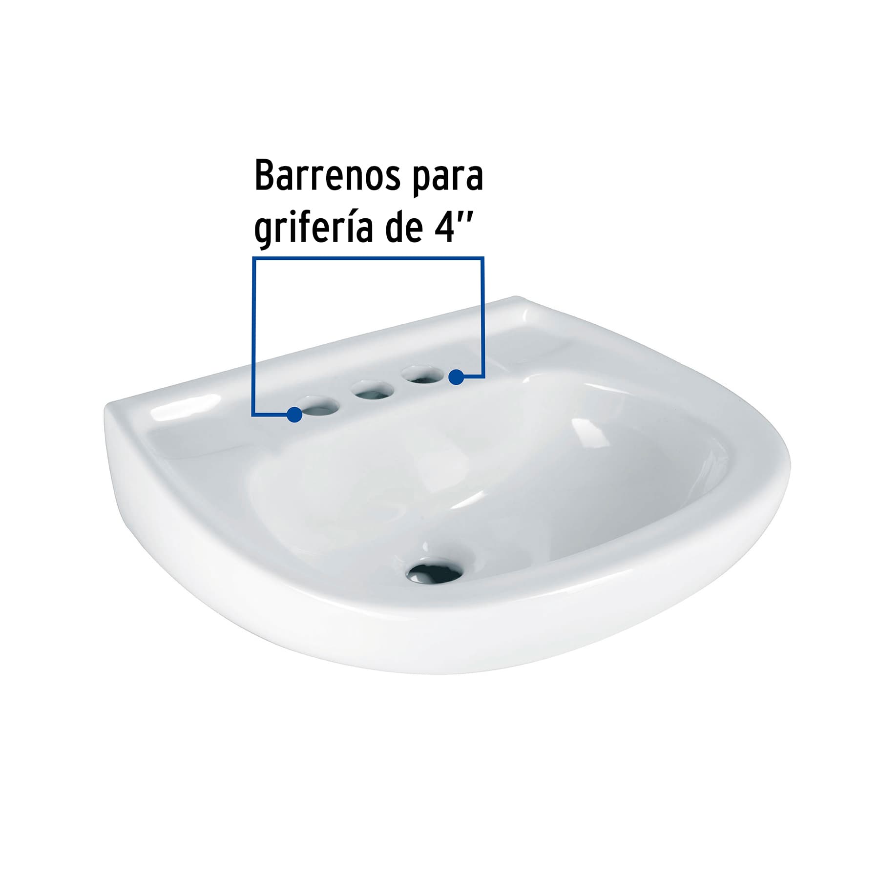 Lavabo de porcelana con rebosadero, blanco, FOSET - Image 3