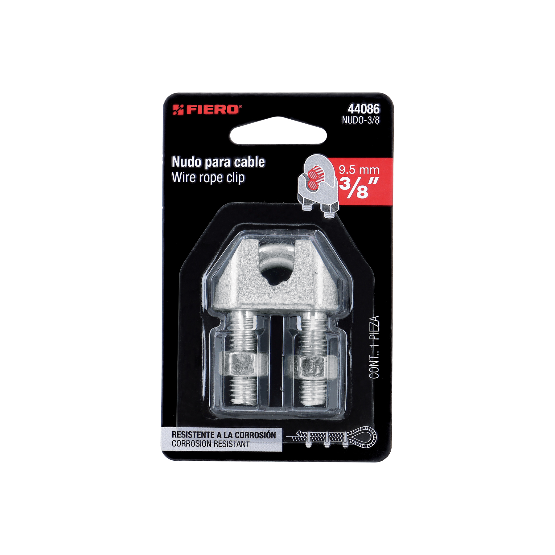 Blíster c/1 nudo (perro) de hierro p/cable de 3/8", FIERO - Image 6