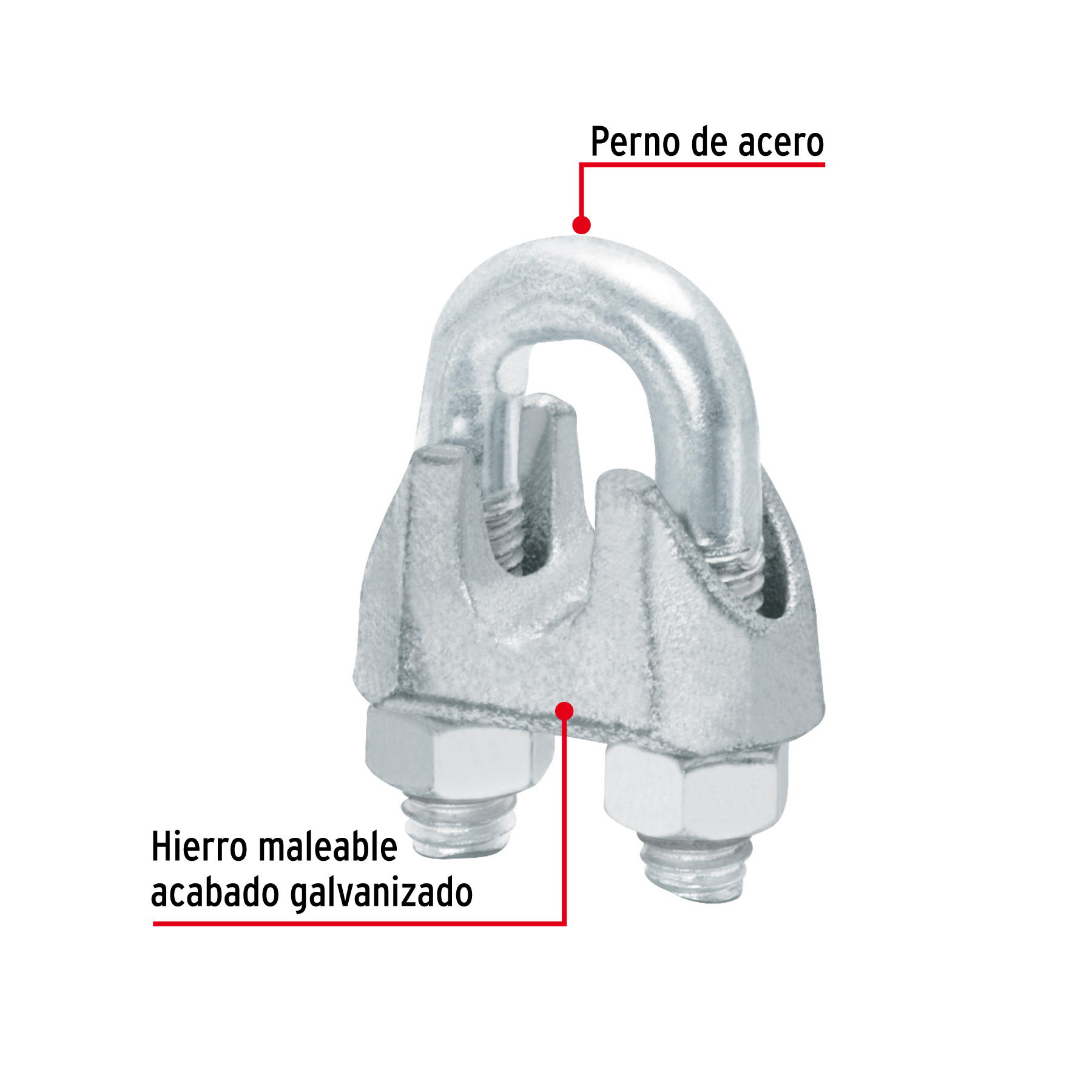 Blíster c/1 nudo (perro) de hierro p/cable de 3/8", FIERO - Image 2