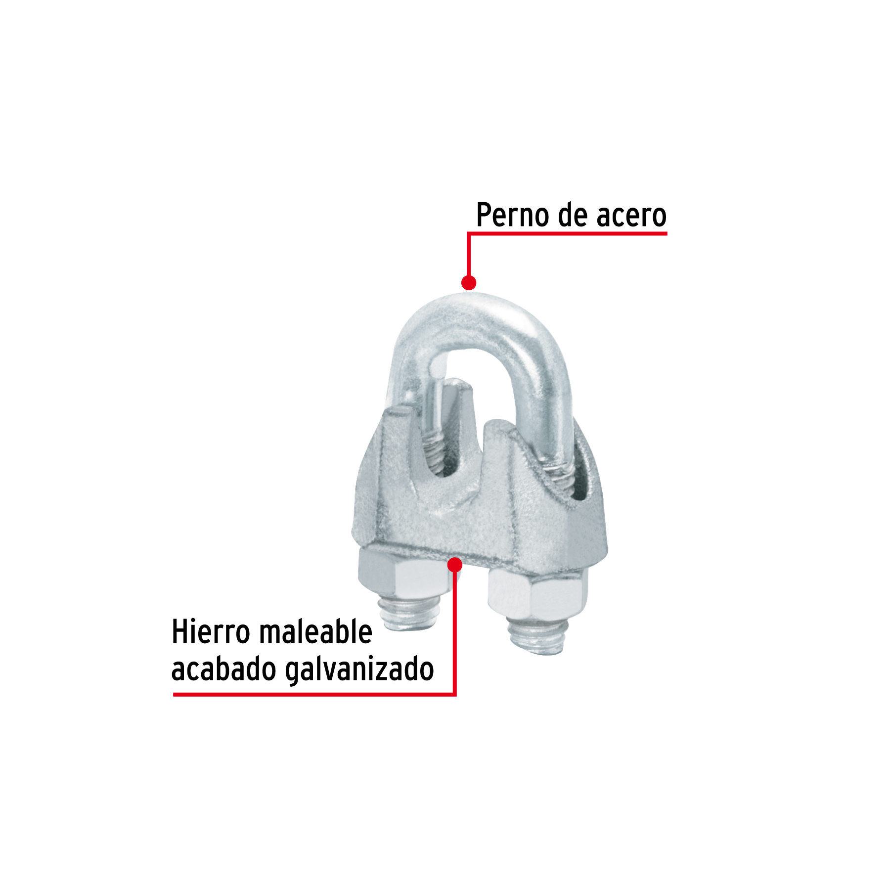 Bolsa c/20 nudos (perros) de hierro p/cable de 3/8", FIERO - Image 2
